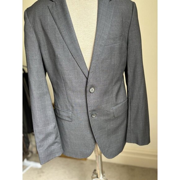 Hugo Boss Mens Blazer Wool Sport Coat US Sz 38R Redo Super 110 Grey Plaid MINT! - Picture 4 of 16